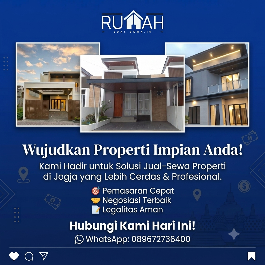 Tampak depan rumah modern 3 kamar tidur di Maguwo Yogyakarta
